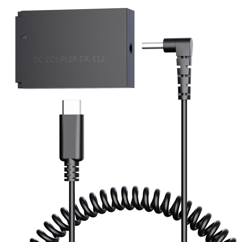 F1TP DR-E12 DC Coupler LP-E12 Dummy Battery USB Kit for Canon EOS M, M2, M10, M50, M50 Mark II, M100, M200, Kiss M M2 Cameras - Image 1